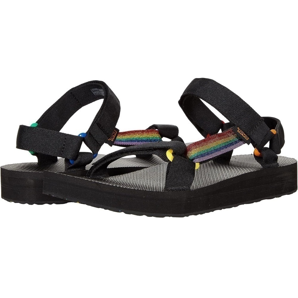 Teva Mid Universal Pride Platformโ Black/Rainbow Sandal Size 14 Men